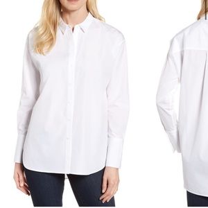 NWT Nordstrom Signature Poplin white button-up